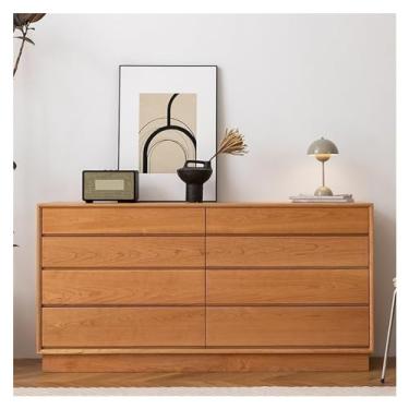 Imagem de Cômodas Cômoda de madeira maciça Sala estar multifuncional Quarto casa Armário oito gavetas para armazenamento roupas grande capacidade