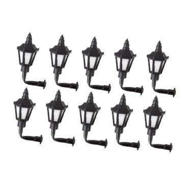 Imagem de harayaa Conjunto de 10 Miniaturas de Luminárias de Parede com Luz Branca para Maquetes de Paisagens, Ferrovias e Desenhos Arquitetônicos em Miniatura, Escala 1:87