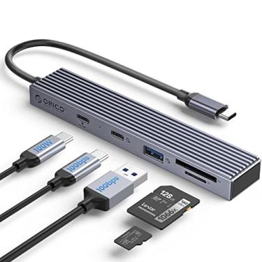 Imagem de Hub USB C 3.2, ORICO 4 portas USB 3.2 Gen 2 Adaptador USB C com entrega de energia de 100 W, USB C, USB A, SD/TF, adaptador multiportas USB de 10 Gbps para laptop, MacBook Air/Pro, iMac e mais