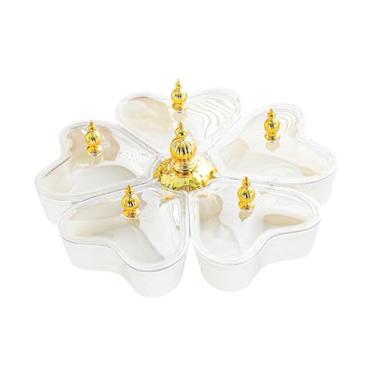 Imagem de IEUDNS Bandeja giratória dividida para servir aperitivos, tigela para lanches, multifuncional, com 5 compartimentos em formato de coração, ideal para doces, Coração Branco