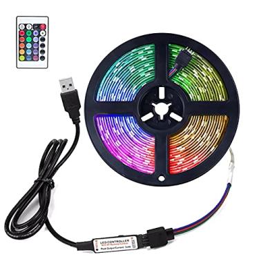 Imagem de FOROUREYES Tiras LED RGB 5V USB Coloridas 30 LEDs S/M SMD 5050 Aplicativo Flexível Inteligente para Iluminação de Fundo de TV Decoração de Quarto com Controle Remoto de 24 Botões