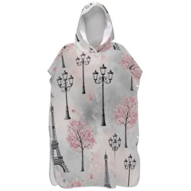 Imagem de Joisal Roupão de mudança de poncho de surfe plus size para toalha de banho com capuz de praia romatic flores rosa poncho masculino com capuz