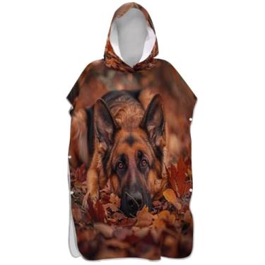 Imagem de Joisal Poncho de surf leve trocador de roupão para praia Adul toalha floral fofo pastor alemão ponchos adultos para mulheres