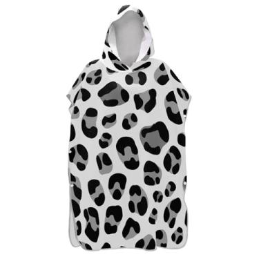 Imagem de TSENQUE Poncho de surfe para mudança de roupão de praia com capuz toalha floral absorvente leopardo estampa preto cinza branco masculino poncho com capuz