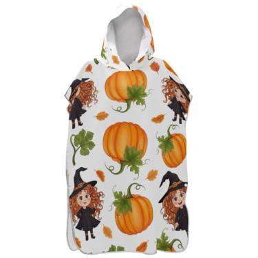 Imagem de Joisal Poncho de surfe plus size para adultos trocador de roupa de banho praia toalhas com capuz outono abóbora branco homens mulheres poncho com capuz