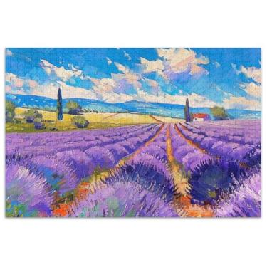 Imagem de Lavender Fields Paris paisagem quebra-cabeça 1000 peças para adultos flor animal arte quebra-cabeça elefante branco presentes engraçados