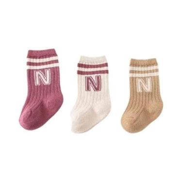 Imagem de Meias Longas Para Bebês Meninos E Meninas, 3 Pares, Tricotadas Em Algo