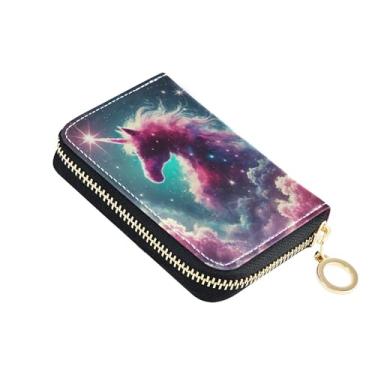 Imagem de Carteira feminina Mystic Galaxy Unicorn Fantasy com porta-cartões de crédito com bloqueio de RFID, carteira masculina com bolso para moedas