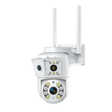 Imagem de Yinhing Câmera de Segurança Sem Fio 3MP + 3MP, Câmera WiFi Inteligente de Lente Dupla Interna e Externa, IP66 à Prova D'água Em Cores, Visão Noturna, áudio Bidirecional, Detecção Humana, (WHITE)