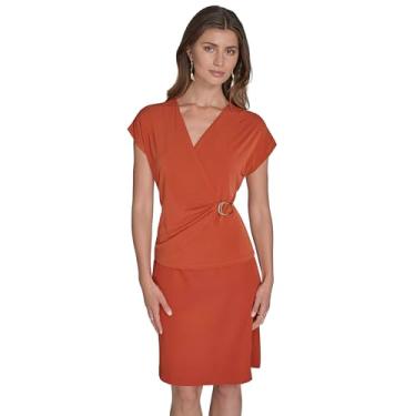 Imagem de H Halston Top feminino de manga curta com gola V falso, Adobe, P