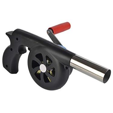 Imagem de TRGCJGH Mini soprador de ar portátil 9,6 pol/24,5 cm fole manual de manivela para churrasco, fole, cozinha ao ar livre, piquenique, acampamento