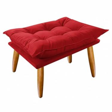 Imagem de Puff Decorativo Slim Retrô - Revestido em Suede com Pés Palito de Madeira, Elegante e Versátil(VERMELHO)