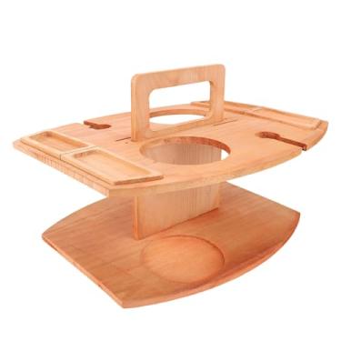 Imagem de Brrnoo Mesa de Piquenique de Madeira para Vinho, Mesa Externa Leve Portátil de Madeira Paulownia Com Suporte de Vidro, para Piqueniques e Reuniões de Acampamento
