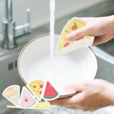 Imagem de Esponjas de lavar louça, 4 peças de esponjas compactadas fofas de desenhos animados para limpeza de cozinha e banheiro, esponja de limpeza doméstica prática e fácil de armazenar para acampamento