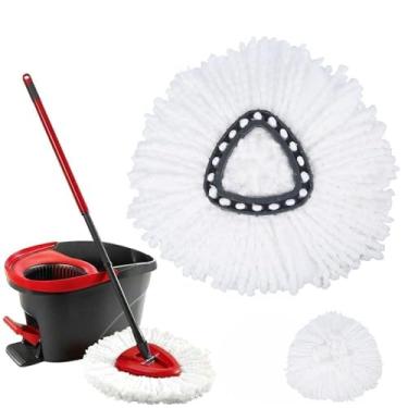 Imagem de Refil de cabeça de esfregão de substituição de microfibra universal com rotação de 360 graus, cabeça de esfregão de microfibra em forma redonda