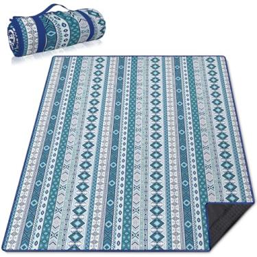 Imagem de Cobertores tribais de piquenique à prova d'água, dobrável, 152 cm x 203 cm, tapete de piquenique embalável, cobertor ocidental para grama, cobertor de praia grande, à prova de areia, acessórios de