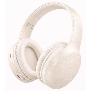 Imagem de Fone de Ouvido Bluetooth 5.3 Headphone On-ear Sem Fio Fone Para Academia e Corridas, com Cancelamento de Ruído Dobrável com microfone Integrado PREMIUM (Bege)