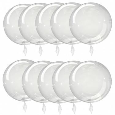 Imagem de Pacote com 10 balões de bolhas transparentes de 61 cm - balões de TPU prontos para decoração de casamento, festa de Natal, aniversário, luzes de LED e confetes - sem necessidade de elasticidade
