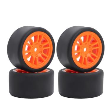 Imagem de On-Road Drift Racing Wheel Durable Rubber Plastic Hub Set Pre-Mounted Pin Multiple Colors Available for 1/28 Losi Micro-T Upgrade Parts (Orange Micro-T)