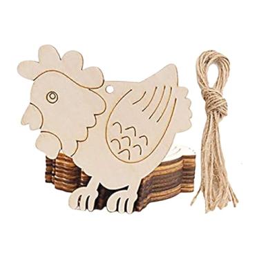 Imagem de 10PCS Pingentes de Suspensão DIY Páscoa Pendurados Pintados Madeira Placa Decoração Porta Parede Recortes Ovo Coelho Tags para Casa Festa Artesanato P