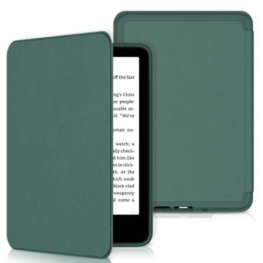 Imagem de Sanyetral Capa protetora com parte traseira magnética de TPU e função despertar/hibernar automática, não serve para TCL Kobo notável - verde escuro