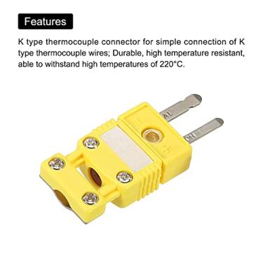 Imagem de Generic Conectores de fio de par termoelétrico tipo mini K, adaptador de plugue macho de alta temperatura 220 ° C (220.0 °C) com braçadeira de fixação para sonda de sensor de termopar