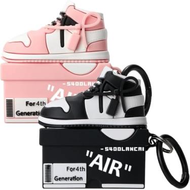 Imagem de [Pacote com 2] Capa protetora de silicone macio Gedicht para AirPods 4ª geração (2024), capa protetora de silicone macio para AirPods 4ª geração com chaveiro para mulheres e homens