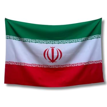 Imagem de Bandeira Decorativa do Irã, Uso Interno e Externo, 150x100cm, Tecido Oxford Premium, Sublimação em Alta Definição, Corte a Laser