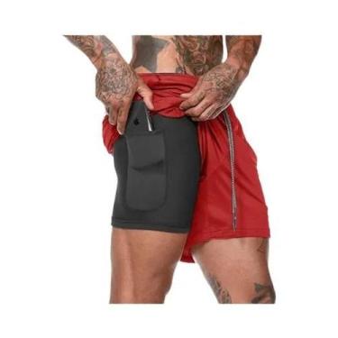 Imagem de Shorts Esportivos Masculinos 2 Em 1 Para Verão, Corrida, Praia, Academ