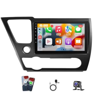 Imagem de Leadfan 4 + 64 G estéreo automotivo para Honda Civic 2013 2014 2015 2016 2017, com Carplay Android Auto, tela IPS de 9 polegadas para Honda Civic Car Play Navegação GPS Bluetooth SWC Câmera de backup