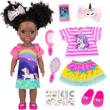 Imagem de Doll Ecore Fun Black de 14 polegadas com roupas e acessórios para meni