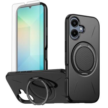 Imagem de Asuwish Capa de celular para Samsung Galaxy A05 capa magnética com protetor de tela de vidro temperado e silicone protetor à prova de choque filme fino híbrido suporte suporte rígido Ao5 A 05 mulheres