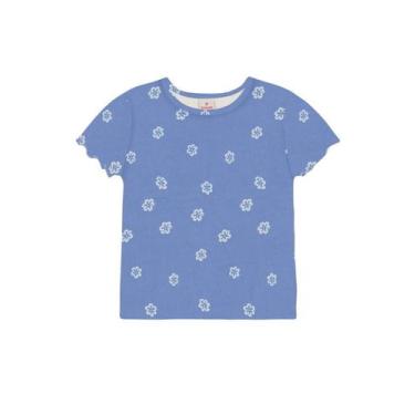 Imagem de Blusa infantil menina em ribana floral Brandili, 10, Azul