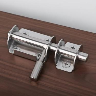 Imagem de Fechadura de porta de aço inoxidável com alça, trava de parafuso de barril resistente para portões, cerca, garagem, galpão, gaveta e portas de armário, ferragens de parafuso de segurança de montagem