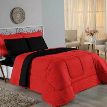 Imagem de Kit Edredom Dupla Face + Jogo de Lençol Casal Viúva Nobre 7 peças Malh