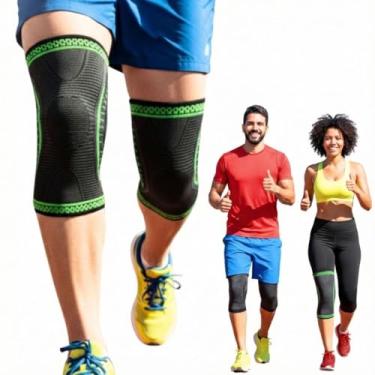 Imagem de Joelheira de Compressao Esportiva Unissex, Suporte Ortopedico para Joelho, Corrida, Caminhada, Academia, Crossfit, Futebol e Volei VERDE