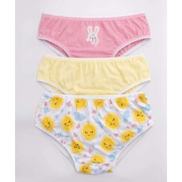 Imagem de Kit 3 Calcinhas Infantil Marisa Tam 2 a 12 Rosa-67093, Rosa, Amarelo, 
