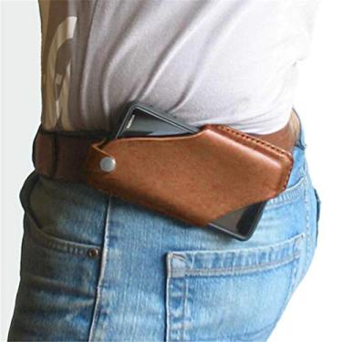 Imagem de Bolsa de Cinto para Celular, Coldre de Telefone de Couro PU Simples de 2 Vias Vintage para Treinos (Marrom2)