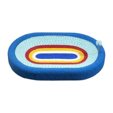 Imagem de Fenteer Arranhador para gatos, placa arranhadora com brinquedo interativo oval, economizador de espaço, cama para gatos pequenos, médios e grandes