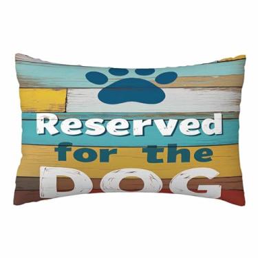 Imagem de Nicokee Capa de almofada rústica com tema de cachorro reservado para o cão, citação de poliéster, capa de almofada decorativa para sofá, quarto, sala de estar, tamanho Queen 50 x 76 cm