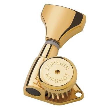 Imagem de Hipshot Máquinas de afinação de guitarra 6GLO Grip-Lock 3+3 – Placa de montagem universal UMP incluída – Ouro