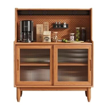 Imagem de Aparador de madeira simples, armário de armazenamento simples, sala de jantar, tábua de caverna, cafeteria moderna para entrada de cozinha, móveis de casa (100 cm)