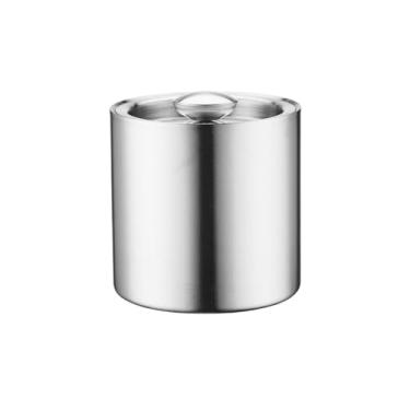 Imagem de Recipiente de gelo de camada dupla de aço inoxidável balde de gelo com tampa acessórios de bar para festas champanhe vinho cerveja champanhe balde (pequeno)