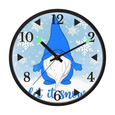 Imagem de STAYTOP Relógio de parede de LED de gnomo fofo de Natal para quarto com brilho noturno, relógios de parede silenciosos de 30 cm para decoração de sala de estar, controle de som, relógio de parede