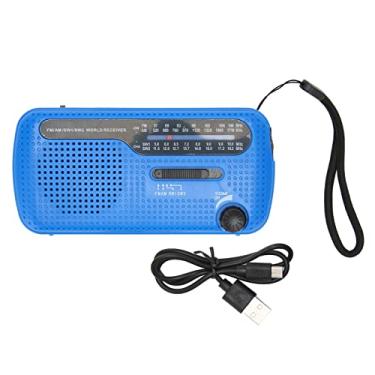 Imagem de Zerodis Rádio Meteorológico de Emergência, Carregamento USB AM FM SW1 SW2 Rádio Solar Com Manivela Multibanda Com Lanterna LED para Acampamento Ao Ar Livre, Sobrevivência, Falha de (Azul)