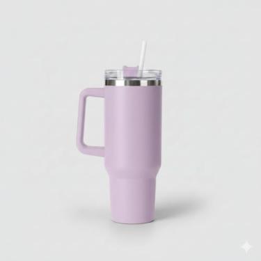 Imagem de Copo Térmico Quencher 1200ml com Canudo e Alça - Garrafa Térmica Inox Parede Dupla - Mantém Gelado 4h e Quente 1h - Ideal para Academia, Trabalho e Viagem (Roxo)