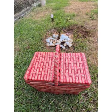 Imagem de CESTA DE PIQUENIQUE FIBRA SINTETICA 22x15x11 - MINI(Vermelha)