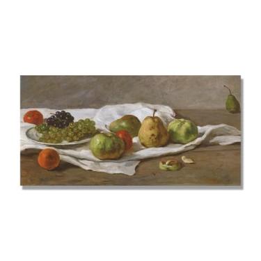 Imagem de Arte em tela vintage de frutas mortas, pintura clássica de cozinha country, decoração de parede de casa de fazenda quente para sala de jantar e cozinha. C63. 70 x 140 cm - 27,6 x 55,2 pol. Somente