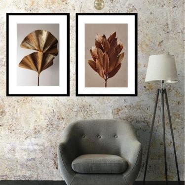 Imagem de Kit 2 Quadros Folhagem Bronze - 60X48Cm