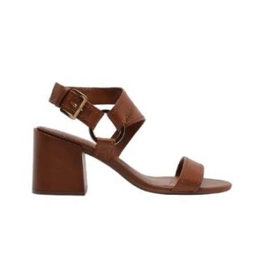 Imagem de Sandália Salto Médio Feminina Arezzo A12463 Marrom-Feminino